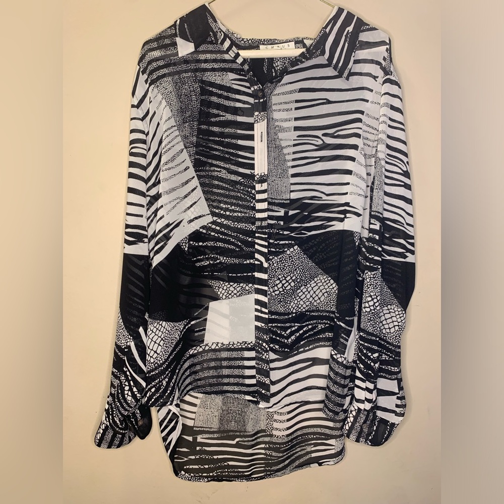 chaus split neck blouse